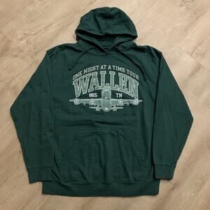 Morgan Wallen Hoodie Sweatshirt Mens Medium Green One Night at a Time Tour 2024